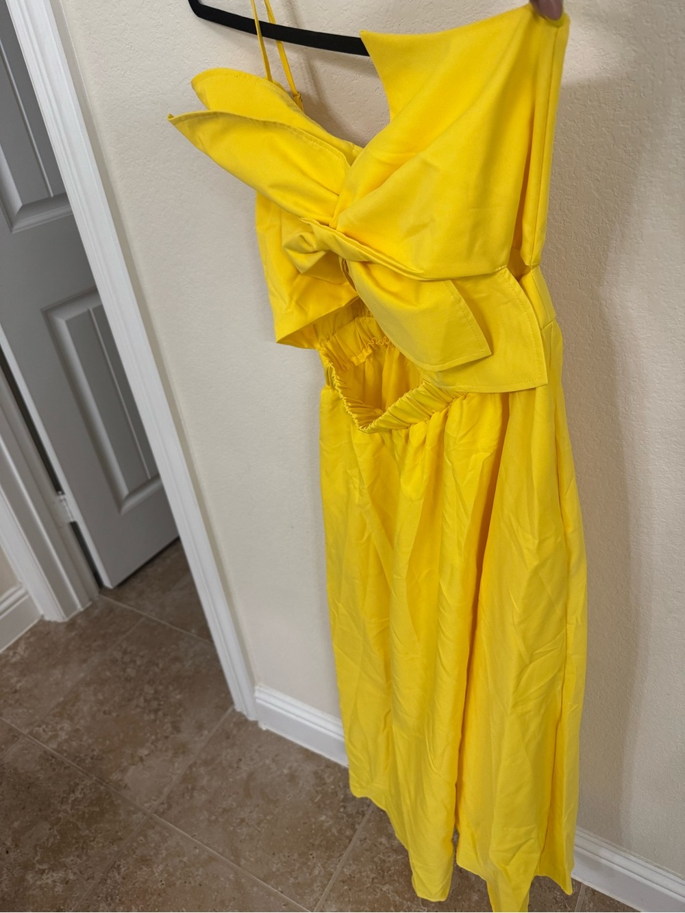 Yellow Maxi Dress with Bow Front